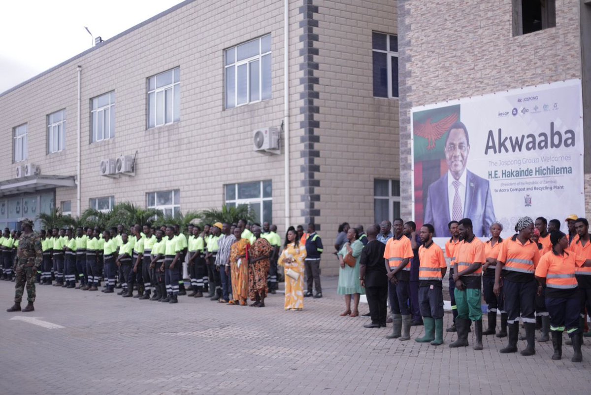 vessel4's tweet photo. His Excellency @HHichilema yesterday visited one of the subsidiaries of @thejospongroup, @accracompost led by @jsagyepong .He acknowledged and applauded the team for their efforts in revolutionizing waste mgt and recycling in Ghana. #JOSPONG #WasteRevolution #LeadingTheChange https://t.co/xC7NdJFwIZ