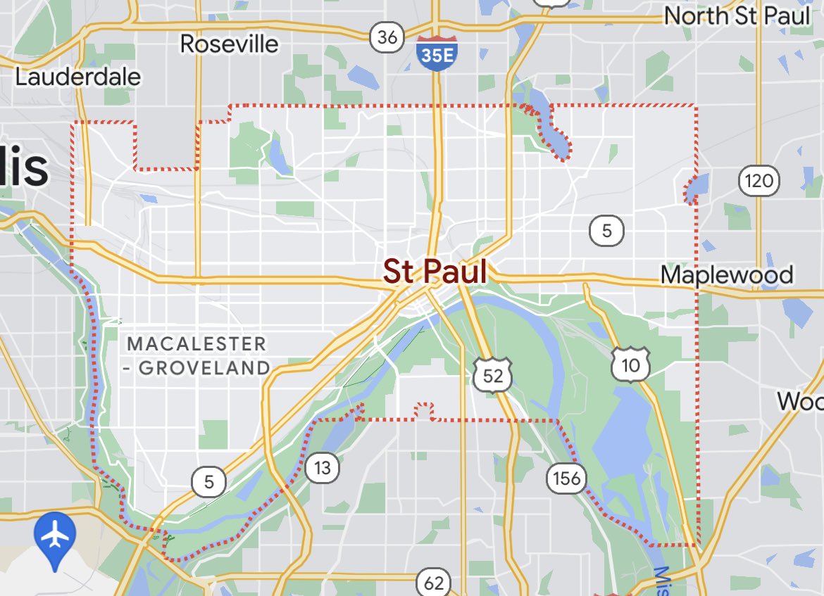 BokononsProphet's tweet photo. This is legally its own city. 

Unknown to people outside of Minnesota, it has its own mayor, downtown, and restaurants that had their first location in Minneapolis. https://t.co/yTzyattPwB
