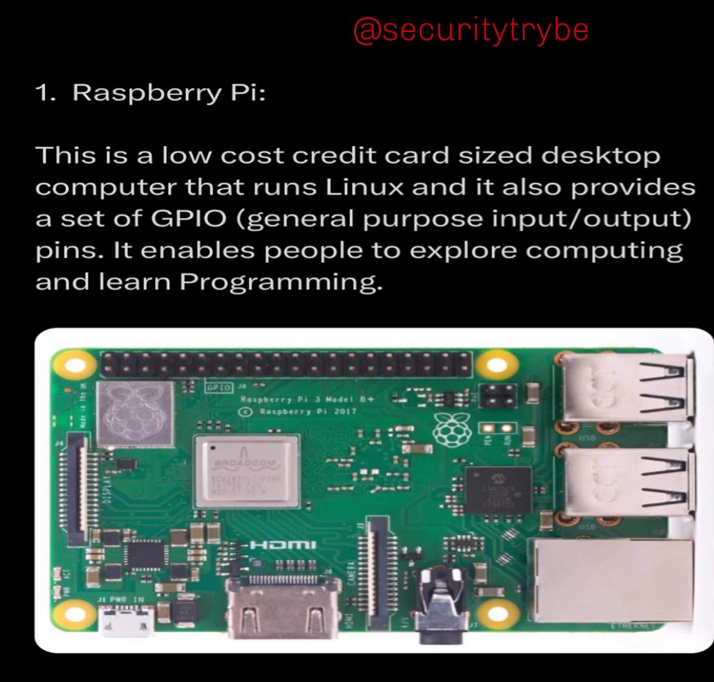 Security Trybe on X: Top 6 Hacker Gadgets and what the do 1. Raspberry Pi   / X
