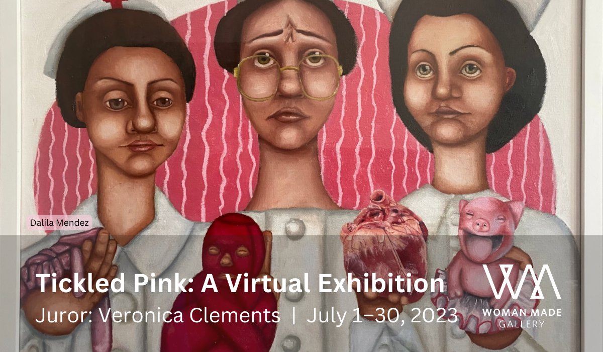 "Tickled Pink," a virtual exhibition includes work in a variety of mediums by 68 artists from across the United States, including Puerto Rico, as well as the UK and South Korea. 
womanmade.org/tickled-pink/

#womanmadegallery #feministart #womenartists