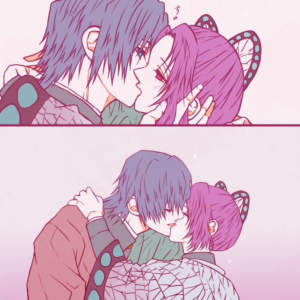 ぎゆしの🌊🦋ちゅーしてる2人
ぎゆさんがかがんでより近づいてイチャイチャして欲しい。 