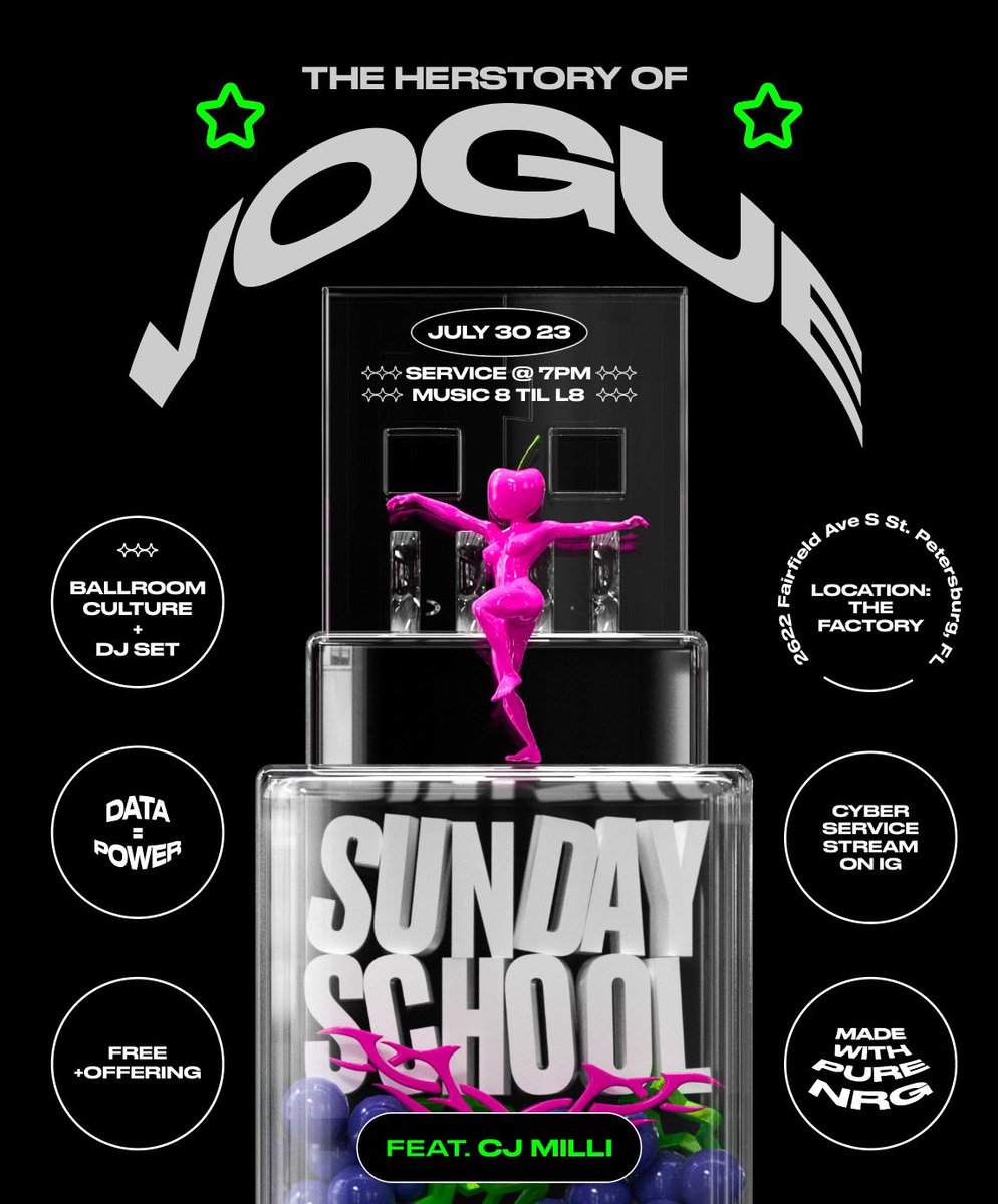 CJMilli's tweet photo. Sunday School 7/30 💥 ft. Pastor CJ Milli ~ get your education on the iconic herstory of Vogue/Ballroom Music + Vogue with me at the afters! 🎶  https://t.co/ILcVkO3d7t https://t.co/HcKCfBezLB