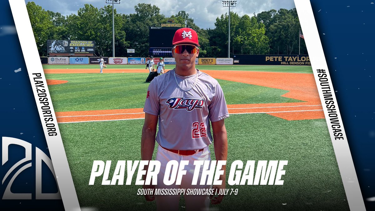 ⭐️ PLAYER OF THE GAME ⭐️

Kayden Peoples: 3-3, 4RBI, 4IP, 3, 5K

Summer Team: MS Blue Jays 

<a href="/2DsportsMS/">2D Sports Mississippi</a> 
#2DMississippi