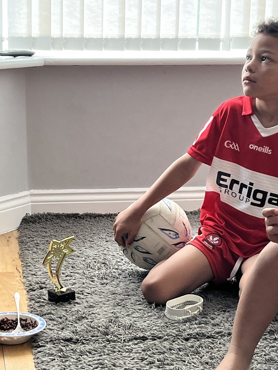 Super proud of this boy! Got player of the season for longford park juniors last night and still had his trophy by his side at breakfast 😂 great team and great coaches! #grassrootsfootball #football #fa