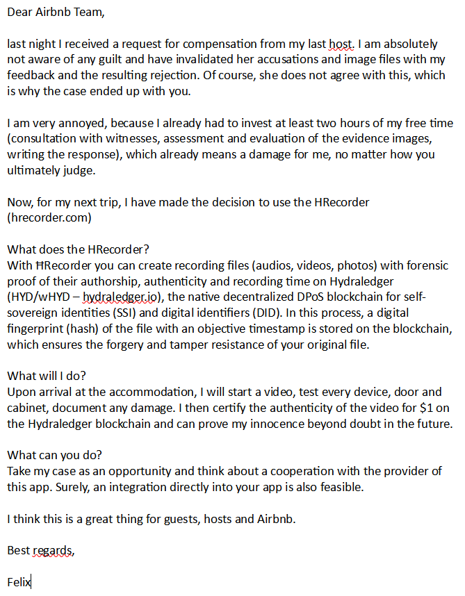 LibertaererBaer's tweet photo. @AirbnbEng
@AirbnbHelp
@Airbnb
@hydraledger
@h_recorder

I need your help please!

#Hydraledger
#HRecorder
#blockchainwithrealusecases https://t.co/7cYu9L6YF4