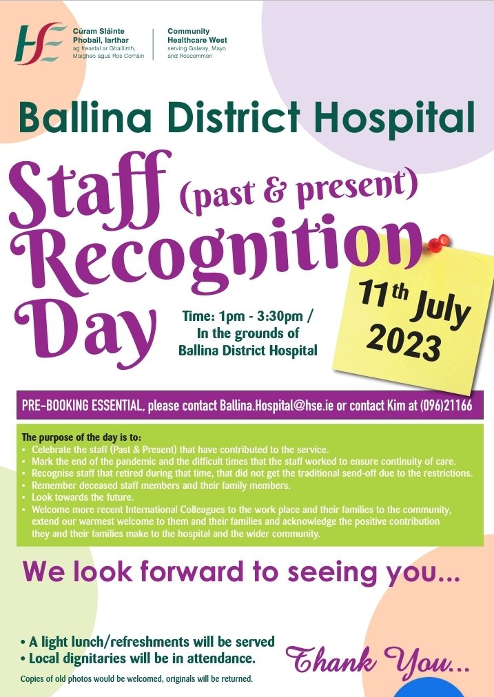 Fidelma Gallagher (@fidgall) on Twitter photo Looking forward to welcoming past & present staff on Tuesday. Please let us know if you are joining us. @CHO2west <a href="/ballina2023/">Ballina 2023</a> <a href="/ballinafestival/">Ballina Salmon Festival</a> <a href="/MayoNorth/">Mayo North Tourism, Ireland</a> <a href="/thecontel/">Connaught Telegraph</a> Looking forward to welcoming past & present staff on Tuesday. Please let us know if you are joining us. @CHO2west <a href="/ballina2023/">Ballina 2023</a> <a href="/ballinafestival/">Ballina Salmon Festival</a> <a href="/MayoNorth/">Mayo North Tourism, Ireland</a> <a href="/thecontel/">Connaught Telegraph</a>