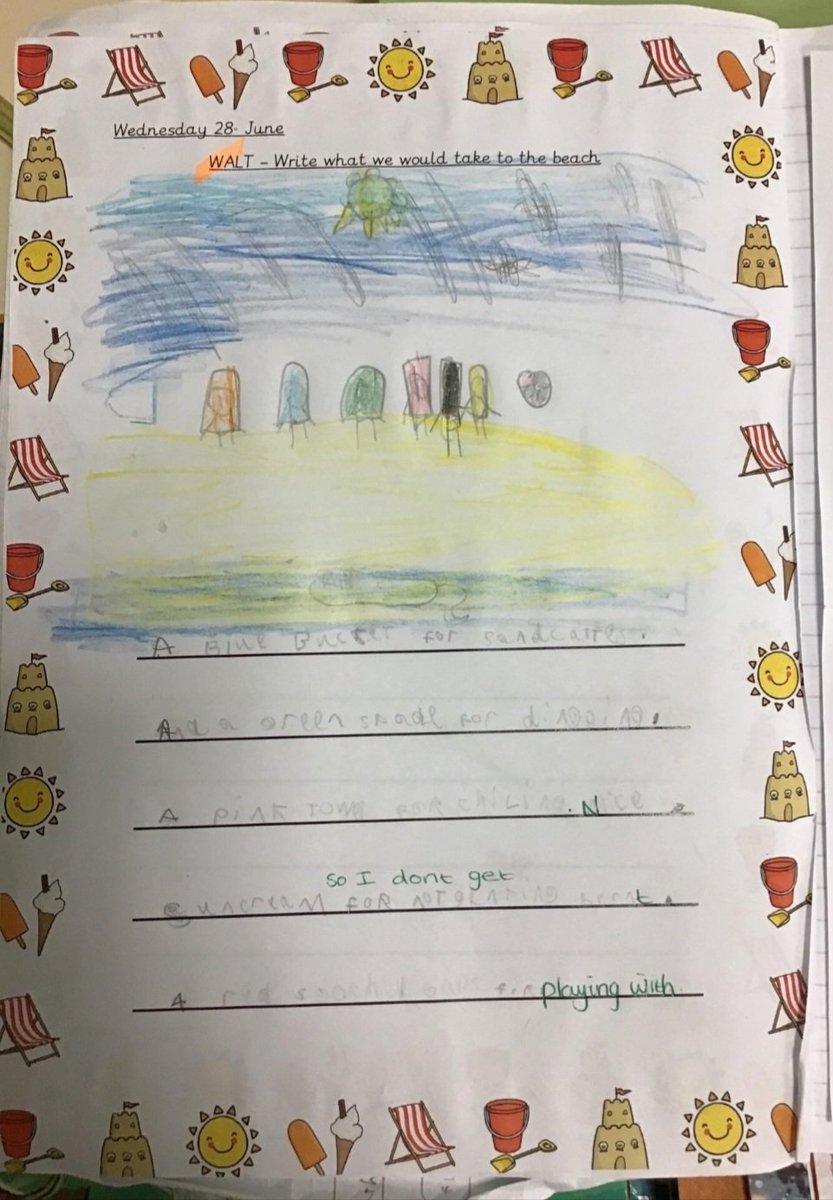 Some excellent writing in Y1 ⛱️