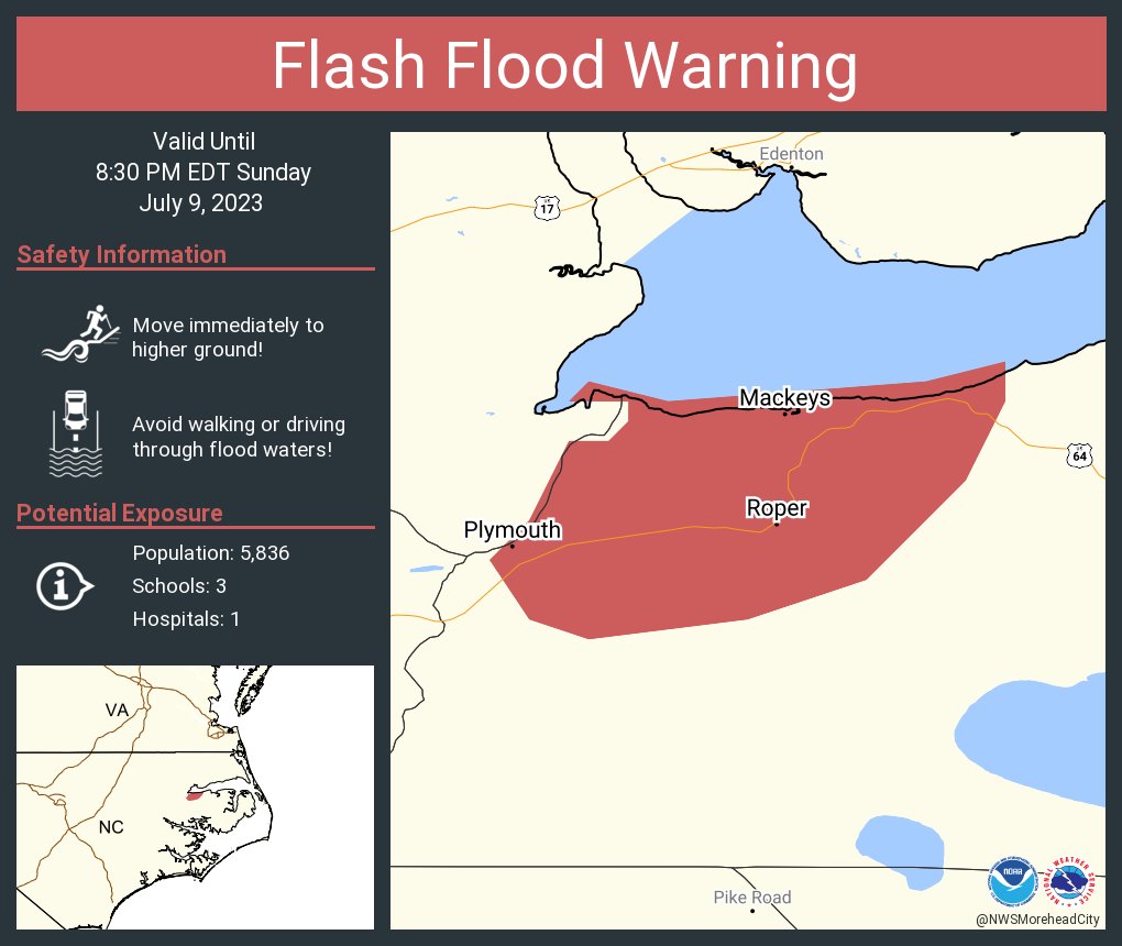 NWS Newport/Morehead on Twitter "Flash Flood Warning including