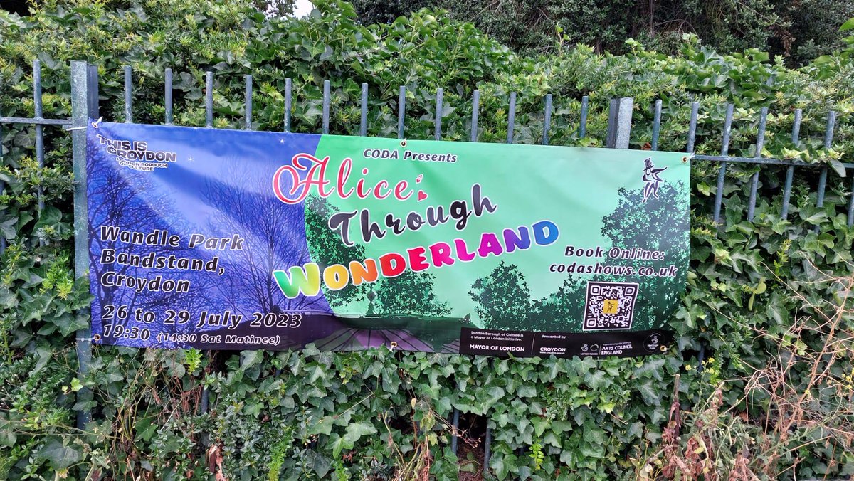 The banners are up around town. Leaflets will be dropping through doors. Just over three weeks until Alice, Through Wonderland supported by <a href="/culturecroydon/">Culture Croydon</a>
Get your tickets here:
codashows.co.uk/current-season…

#amateurdramatics #croydon #wandlepark #thisiscroydon #aliceinwonderland