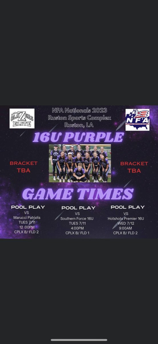 Come watch me and my team play in the NFA Nationals Tournament in Ruston this week!