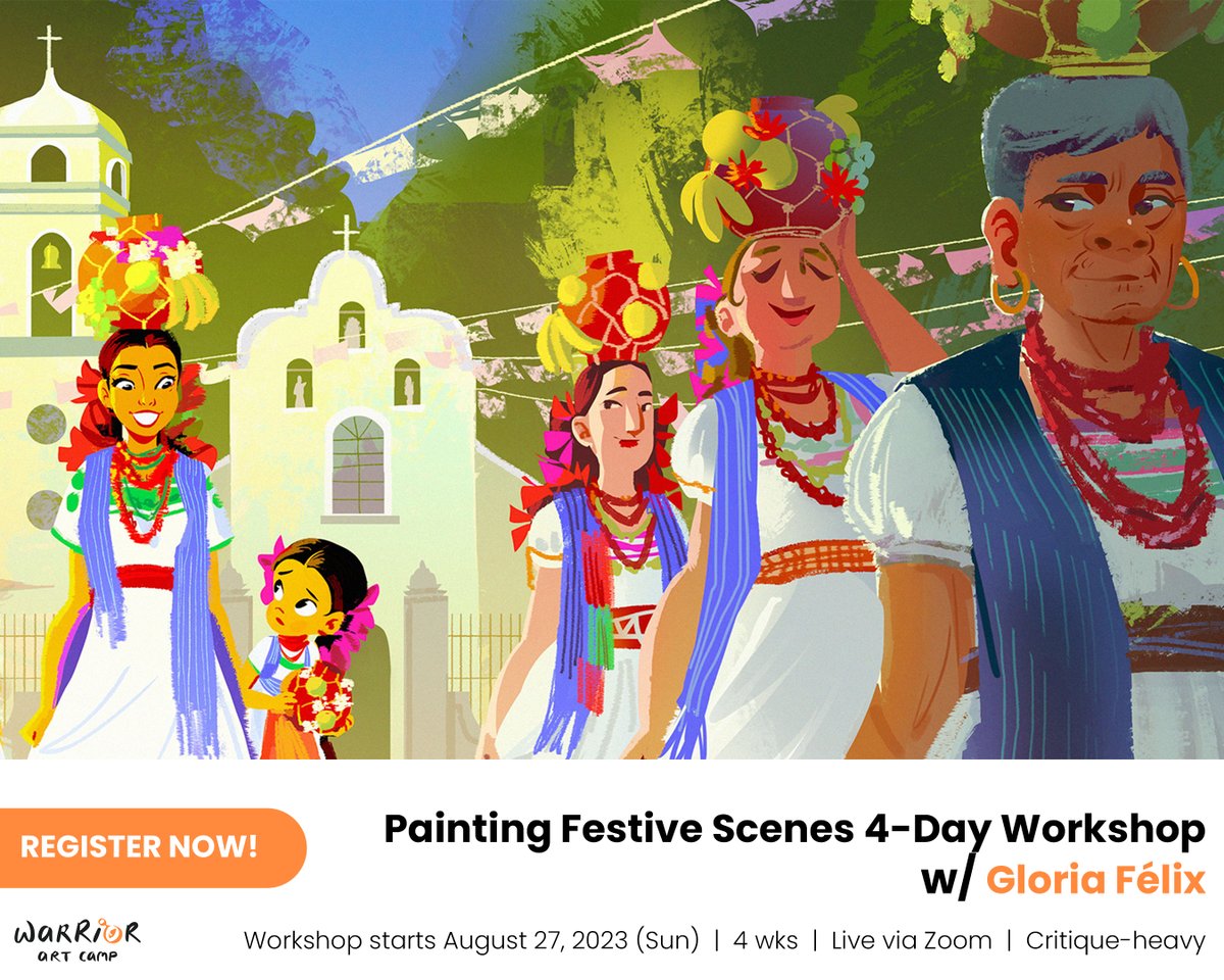 Gloria Félix (@GloriaFelixArt) is teaching a new 4-day workshop on Painting Festive Scenes this August! 🧡

You can register NOW for this class! Check out our website for more info✨