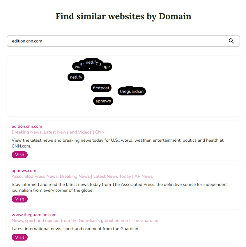 GrgoireDevauch1's tweet photo. I am now showing the results of a #search in 2D. This gives unique perspective on domains proximity. 

It also enables future user interactions with the map.

Try it now at https://t.co/3xAPjbptv3 #buildinpublic #websearch #NLP https://t.co/L4idHj8qoS
