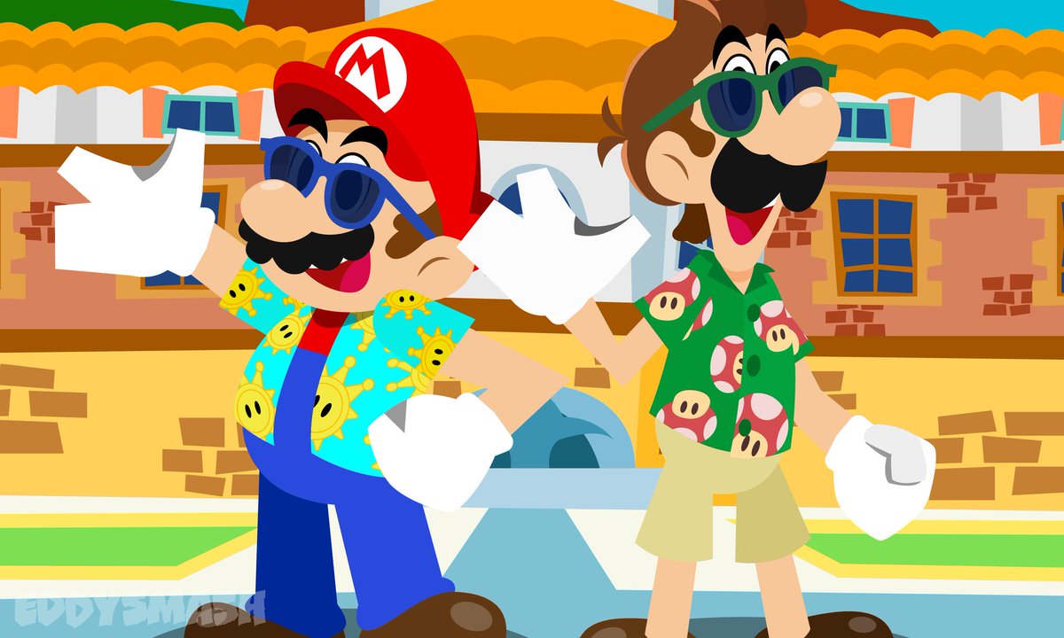 Mario & Luigi enjoying their vacation on Delfino Plaza🍄😎☀ #Mario #Luigi #MarioandLuigi #SuperMarioSunshine