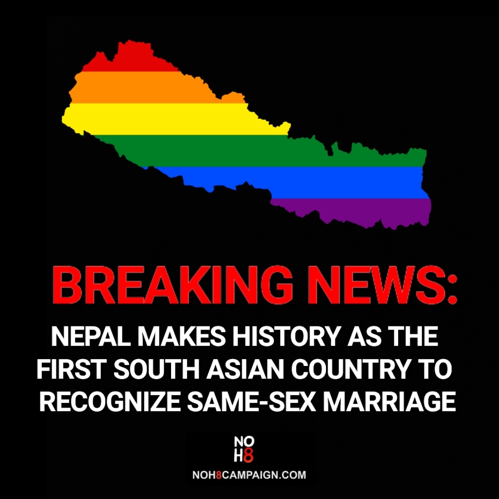 BREAKING: After a landmark Supreme Court ruling, #Nepal makes history as the first South Asian country to recognize same-sex marriage #NOH8