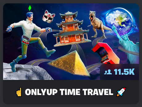 TypicalGamer's tweet photo. Back at it again! Welcome to OnlyUp Time Travel! 🚀 

✅ 5264-1761-9807 ✅

GO PLAY! 5 levels (Dinos, Egypt, Japan, 80s, New York) with more updates in the works.

I think I'll do a  $10,000 tournament where anyone can enter and the winner is whoever has the best world record! 👀 https://t.co/sRWbg47WNp