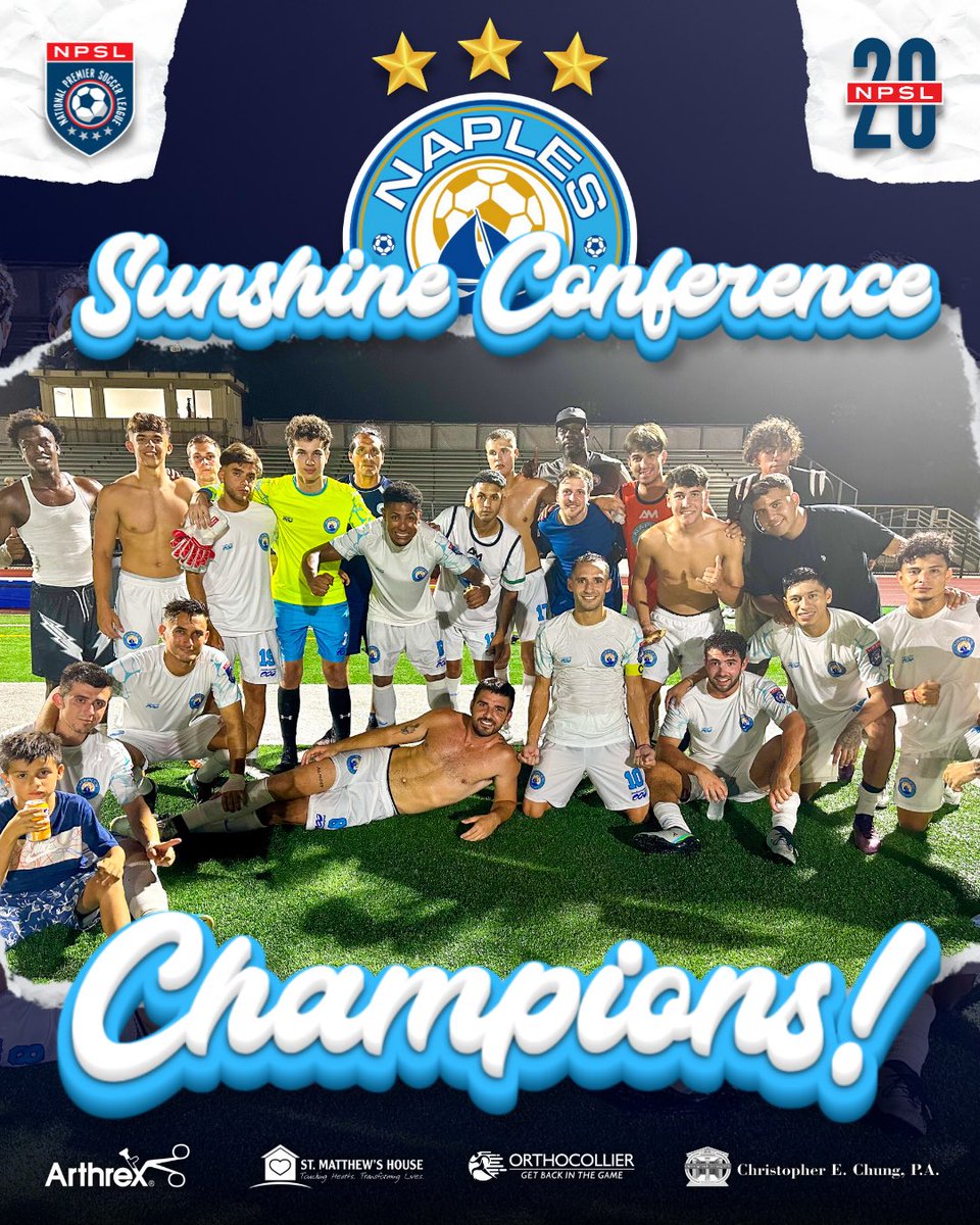 ⭐️𝐖𝐄 𝐀𝐑𝐄 𝐓𝐇𝐄 𝐂𝐎𝐍𝐅𝐄𝐑𝐄𝐍𝐂𝐄 𝐂𝐇𝐀𝐌𝐏𝐈𝐎𝐍𝐒!🏆
We won 9 out of 10 games, and for the 3rd year in a row we have the title of @NPSLsoccer 𝐒𝐮𝐧𝐬𝐡𝐢𝐧𝐞 𝐂𝐨𝐧𝐟𝐞𝐫𝐞𝐧𝐜𝐞 𝐂𝐡𝐚𝐦𝐩𝐢𝐨𝐧𝐬!⭐️⭐️⭐️
•
𝑵𝒐𝒘 𝒘𝒆 𝒂𝒓𝒆 𝒐𝒏 𝒕𝒐 𝑹𝒆𝒈𝒊𝒐𝒏𝒂𝒍𝒔!🏆🌟