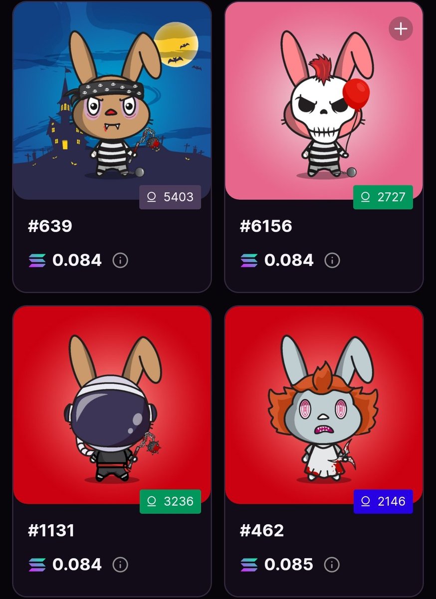 Have you got your stash yet!?
6666 collection of cute and deadly SOL Killer Bunnies. What happen on Bunny Island? Who are the 36 Legendaries Killer Bunnies? Holders Benefits - Daily Raffles + Daily SKB Poker + SKB SEND - Multi NFT and Token Sender Utility + SKB Gaming.
<a href="/SKB__NFT/">SOL Killer Bunnies DOXXED Mint 15 Jul - 16:00 UTC</a>