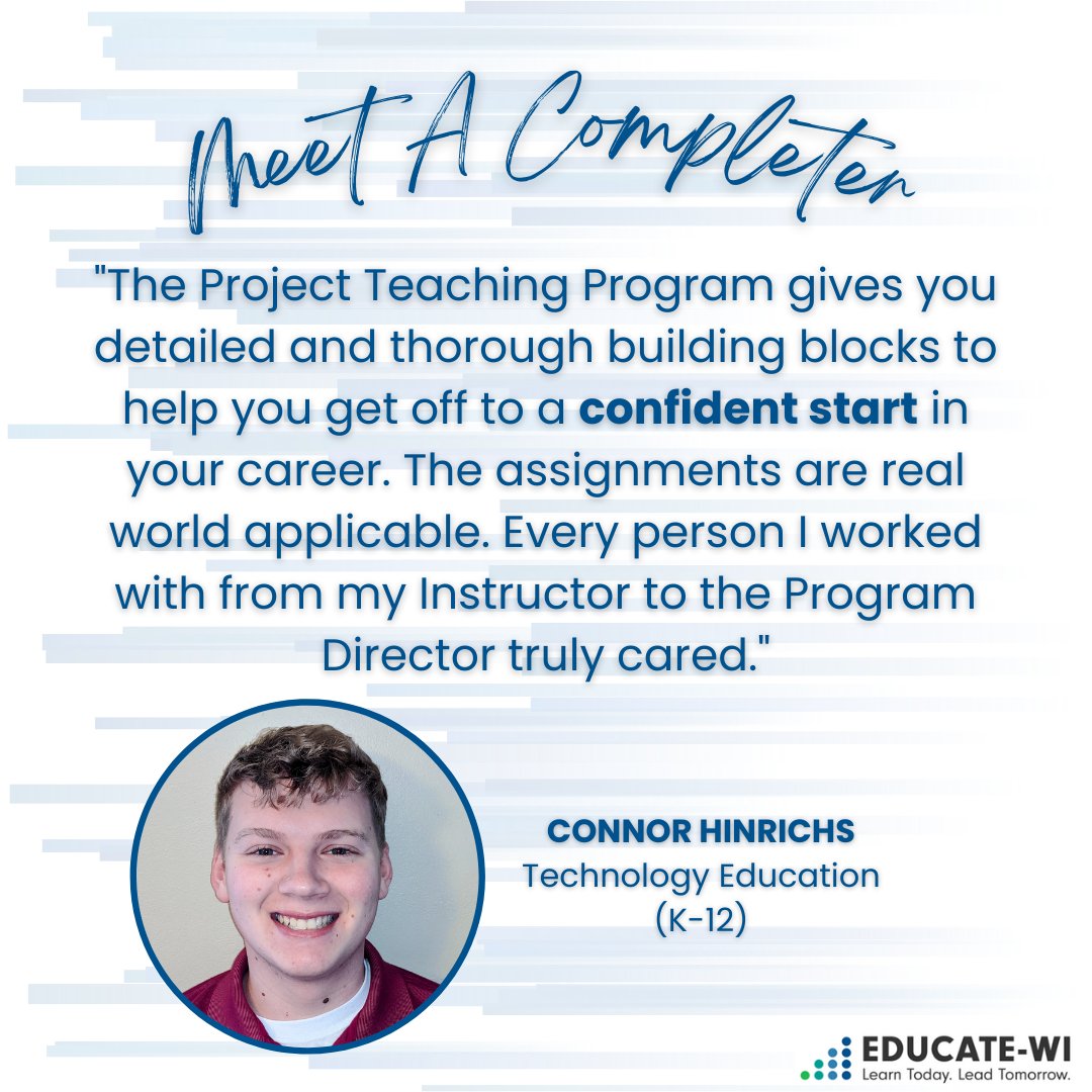 Educate_WI's tweet photo. Congratulations Connor! Wishing you great success ahead! https://t.co/ZGGJLz3yrV
#meetacompleter
#educatewi https://t.co/x015s3kHAE