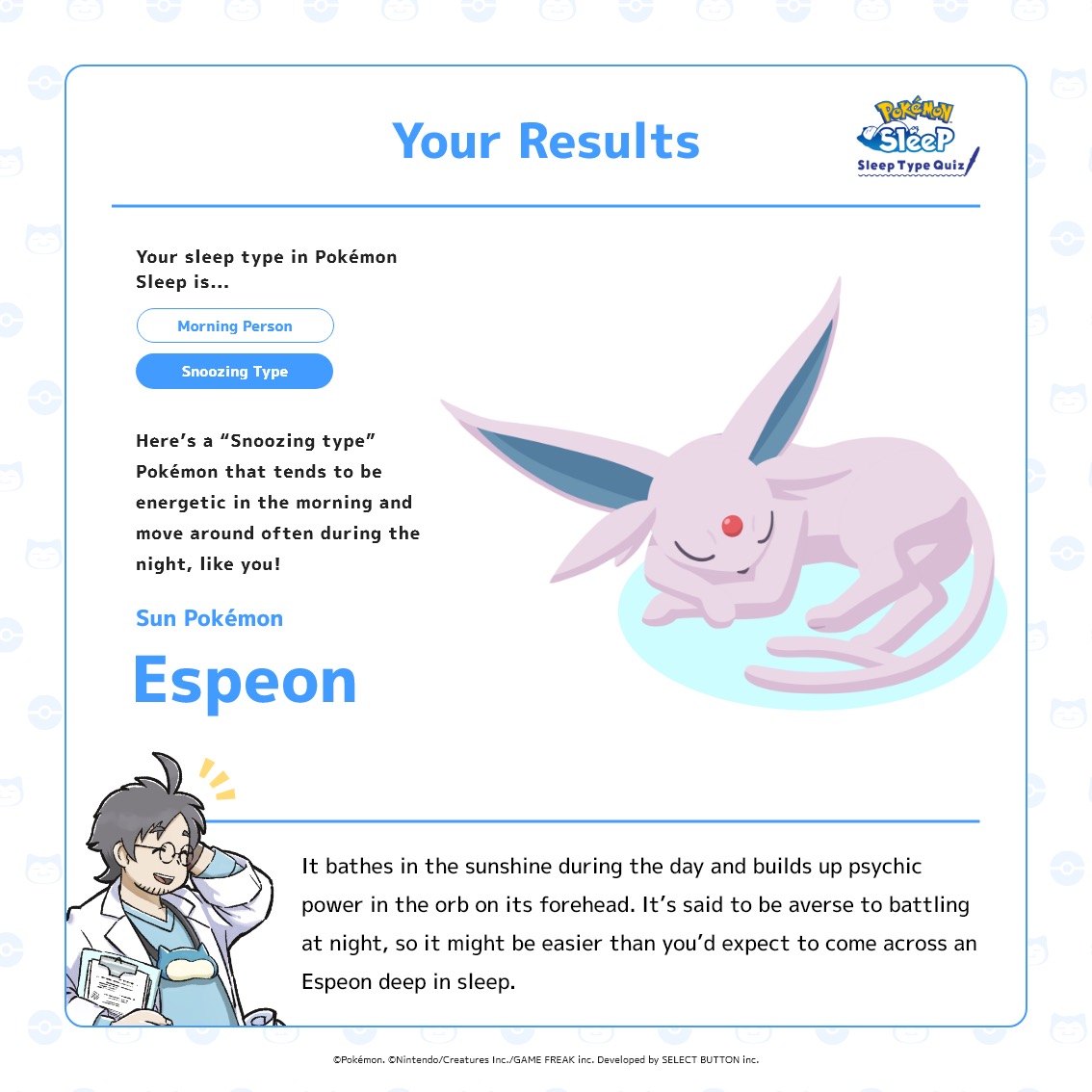 LrdSpoon's tweet photo. Who's excited for pokemon sleep? Apparently, this is my sleep type. 
#PokemonSleep https://t.co/3kjAWbYnKd