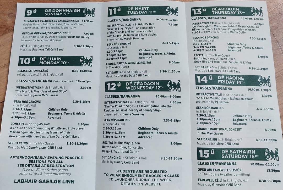 Best of luck to <a href="/SSMusicWeek/">South Sligo Summer School</a> starting their Music week today.
Check out their brochure.
Apologies earlier tweet had last years brochure, thanks to an eagle eyed follower for the tip off !