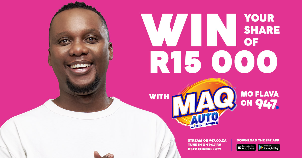 947's tweet photo. Have you ever been frustrated because you had to wash an item more than once to remove stains?
Stand a chance to WIN your share of R15,000 plus a @maqhomecare product hamper.
โWhat is the toughest stain to remove on fabric?
Tag 947 & use #MAQPerformance
Ts & Cs apply https://t.co/mBJRsl8QEM