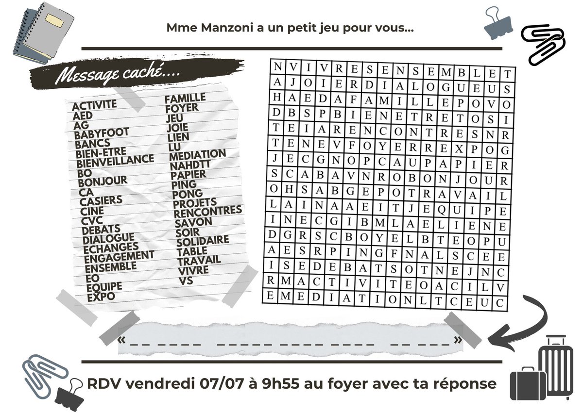 Vendredi on inaugurait le nouvel aménagement du foyer avec vos réponses tout en se disant au revoir dans un esprit de fête <a href="/clgBouligny/">Collège de Bouligny</a>
Et oui après 8 années riches et remplies de beaux projets, je quitte Bouligny pour de nouvelles aventures
Bonne route à tous et surtout merci !