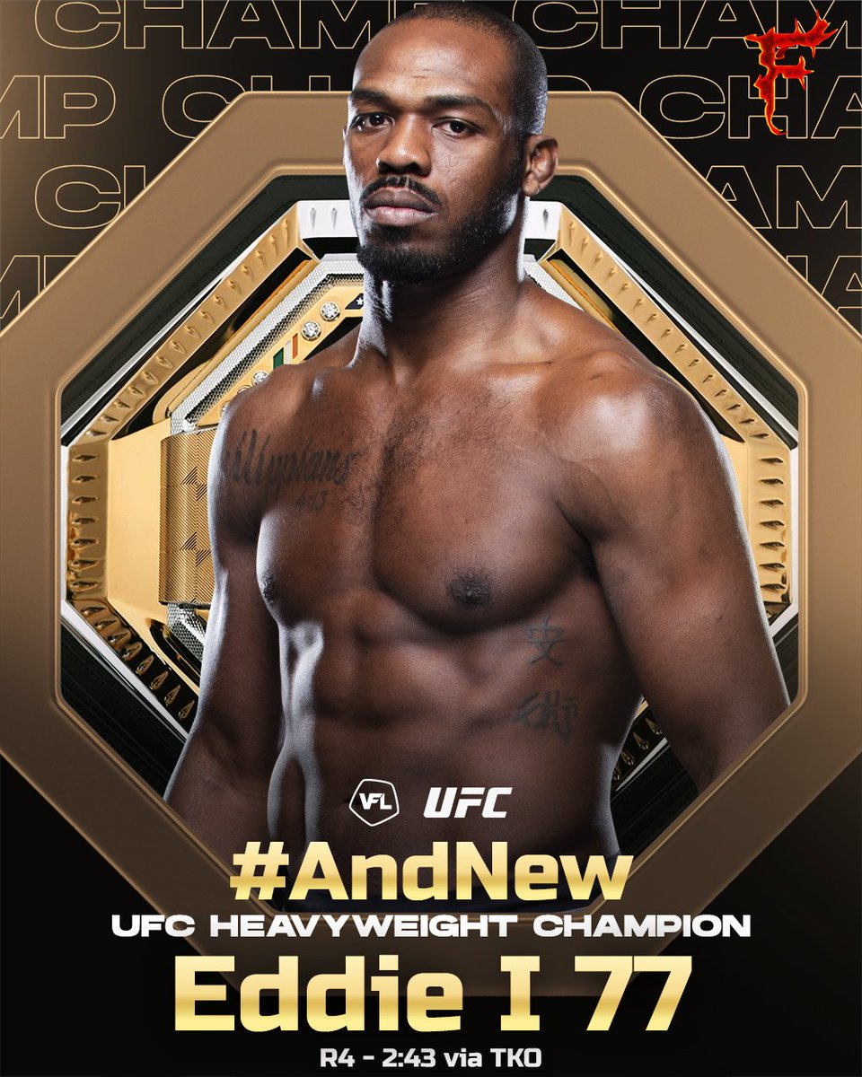 <a href="/Tomaselli9x/">Tomaselli 9</a> #AndNew UFC Heavyweight Champion of the World 🏆 - <a href="/Eddie_I_77/">Eddie I 77 - XB1</a> 🏴󠁧󠁢󠁥󠁮󠁧󠁿

🔖 Eddie brings the gold back to the UK! He defeats the impressive American (KillerKi) in R4, using effective stamina management to land the killshot in the Championship rounds! Congratulations on the gold!