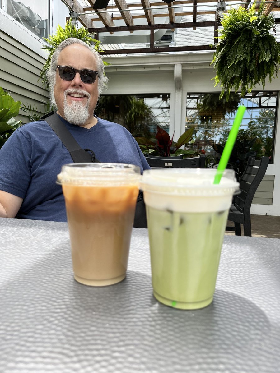 douglaskarr's tweet photo. Out doing old people suburbia stuff… cold brew &amp; matcha at the nursery with @sstillin. https://t.co/kpWu3lz0hM