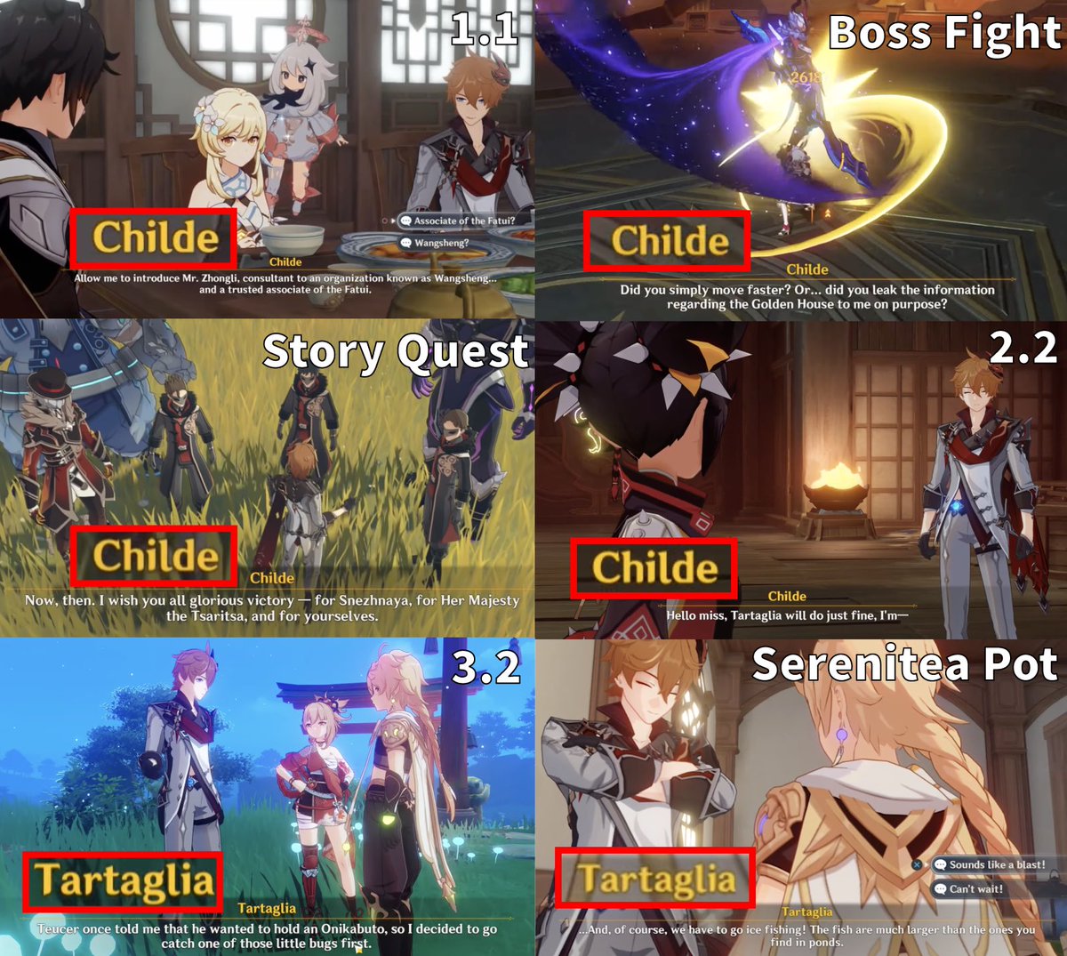 polapolappla's tweet image. I check all the past events, it seems that gsn use his codename “Childe” in dialogue when he is working as a harbinger. In a leisure time, gsn use “Tartaglia” in dialogue to differentiate his status. So it mean we will meet him as a harbinger in 4.0!