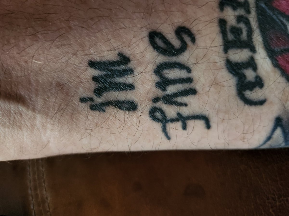 DonPriceWG's tweet photo. @JellyRoll615 got this about 10 years ago.  Means more now.  One view says "save me" another angle "I'm fine"  Thank you! https://t.co/iwFohTivWs
