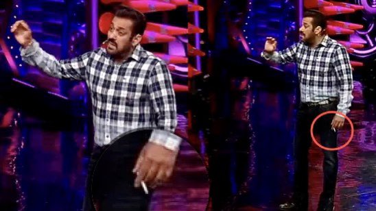 AdvAshutoshBJP's tweet photo. Salman Khan was caught smoking a cigarette while hosting Bigg Boss OTT 2.

The Bigboss crew forgot to cut this part and live telecasted it. 

Biggest mistake!😂 https://t.co/2li1weleKh