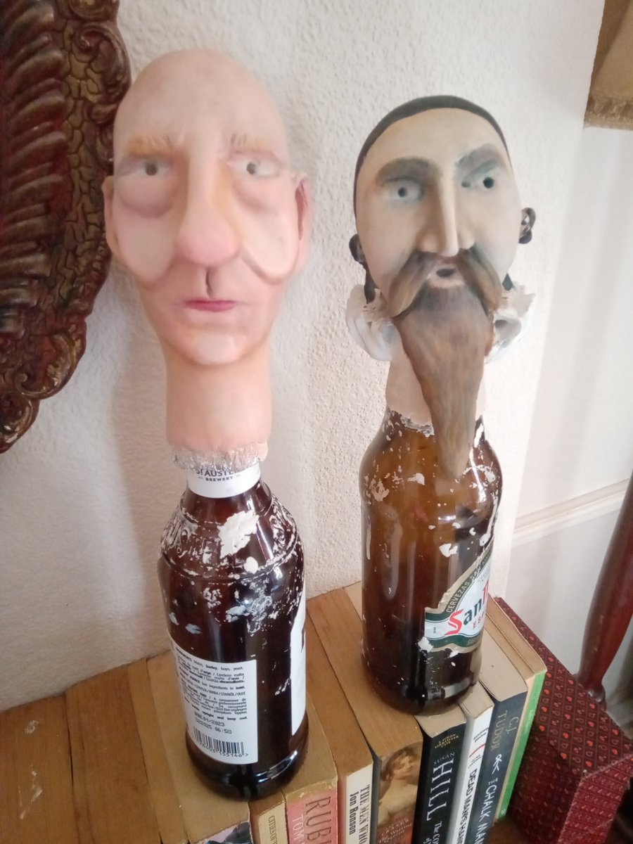HartandHeath's tweet photo. Dee &amp; Burroughs puppet heads. I like the balance here of the sacred &amp; the profane. I've a feeling that both would've appreciated the other if their timelines had crossed. 

#williamsburroughs #johndee #faust   #puppetry  #marionettes #marionette #puppets #puppet  #occultart https://t.co/xNVk2TKDua