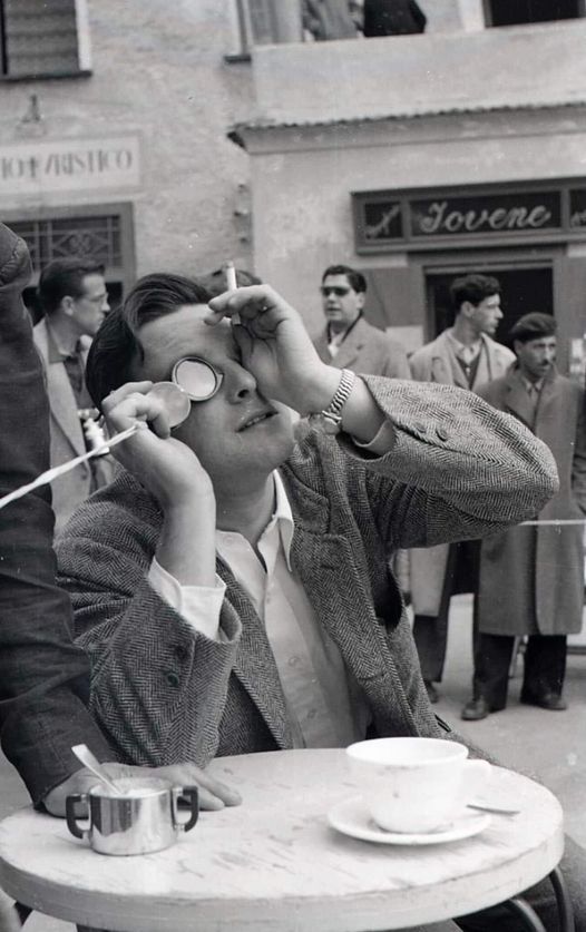 A young unpaid clapper boy named Stephen Sondheim in 1953 on location in Italy during the filming of Beat The Devil.