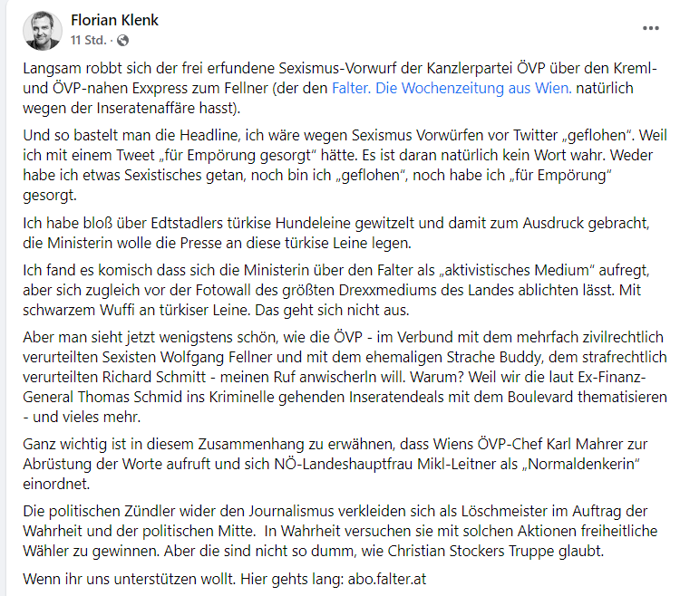 prikoszovich's tweet photo. Natürlich, Edtstadler will die Presse an die türkise Leine legen. Jetzt wird es komisch mit #Klenk von einer komischen Theorie zur nächsten! Vermutungen und Unterstellungen, oder hat er Beweise? Kritik an Journalisten ist erlaubt! #Flater #ÖVP #Schwurbler https://t.co/lwKlNzrBrb