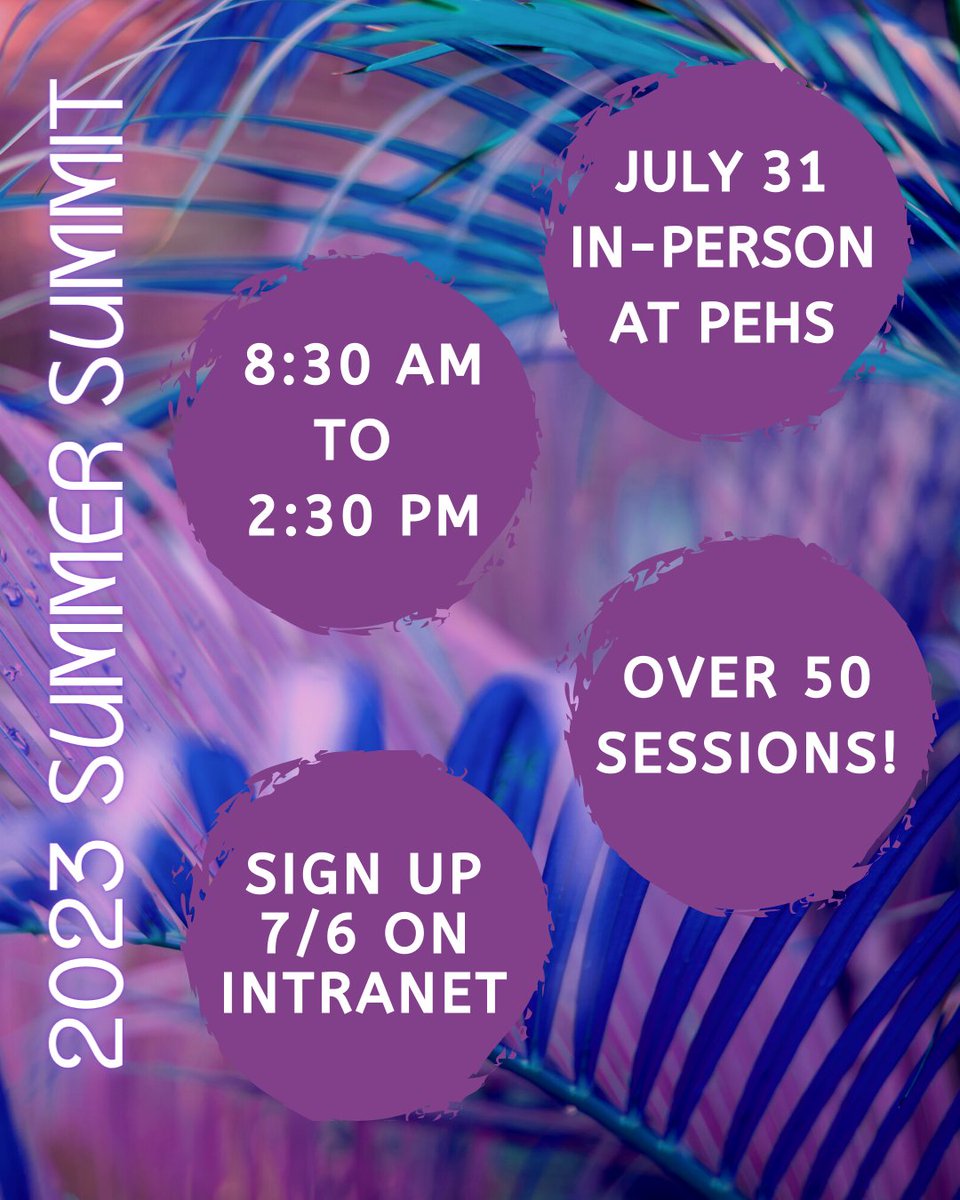 🎉@d202schools #SummerSummit202 registration is OPEN at psd202.org/page/intranet!

📆 Day 1 on July 31st // in-person at #PEHS

💡 Over 50 sessions!

#ProfessionalDevelopment #BlendedLearning #EdTech #EduTwitter