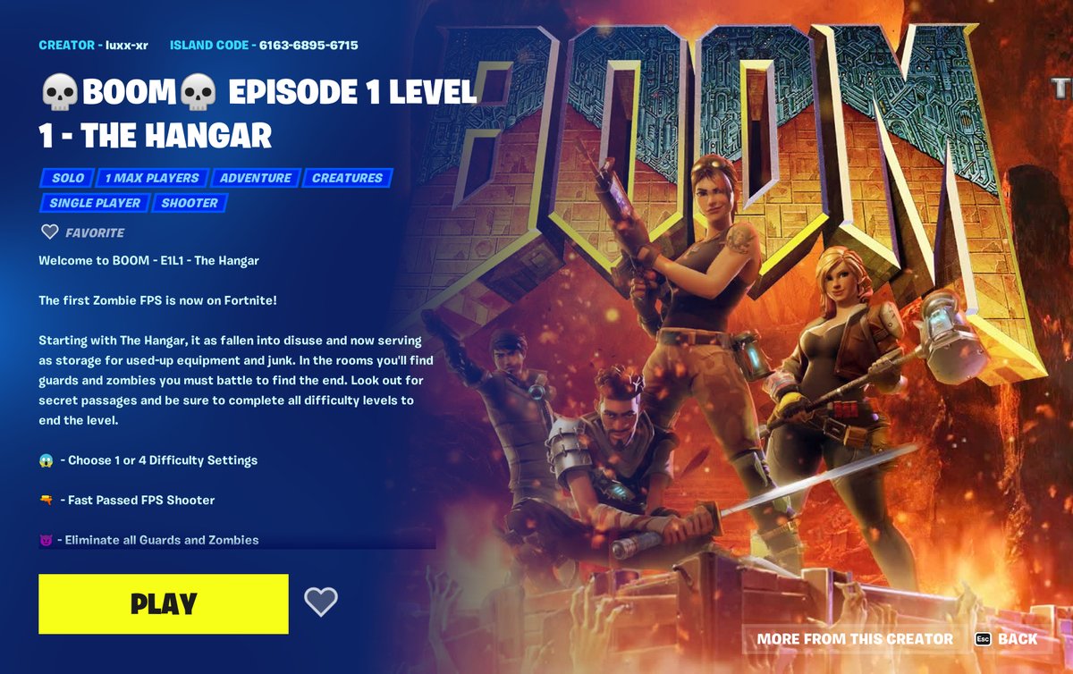 Almost 30K plays in 24 Hours!!!

#Doom #Remake in #Fortnite made with #unrealengine5 and #UEFN with #RTX #raytracing 🤯 

#FortniteCreative content in uefn island is #crazy!

fortnite.com/creative/islan…