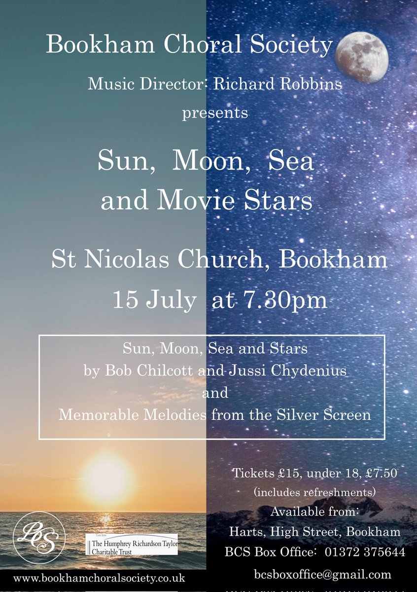 Would love to see our friends from <a href="/LeithHillFest/">Leith Hill Festival</a> at our concert next Saturday. Lovely songs by <a href="/bobchilcott/">Bob Chilcott</a> and @jussichydenius as well as music from the movies.