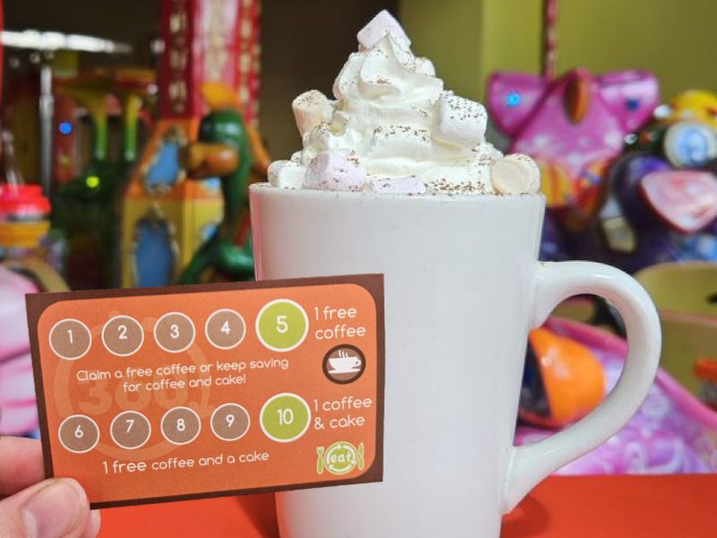 Take time for a coffee ☕️ Introducing the 360 Coffee Loyalty Card
Ask at the café for a loyalty card and be sure to get it stamped every time you purchase a hot drink or iced latte. Claim your your 5th drink free or keep stamping to receive a free hot drink and cake on your 10