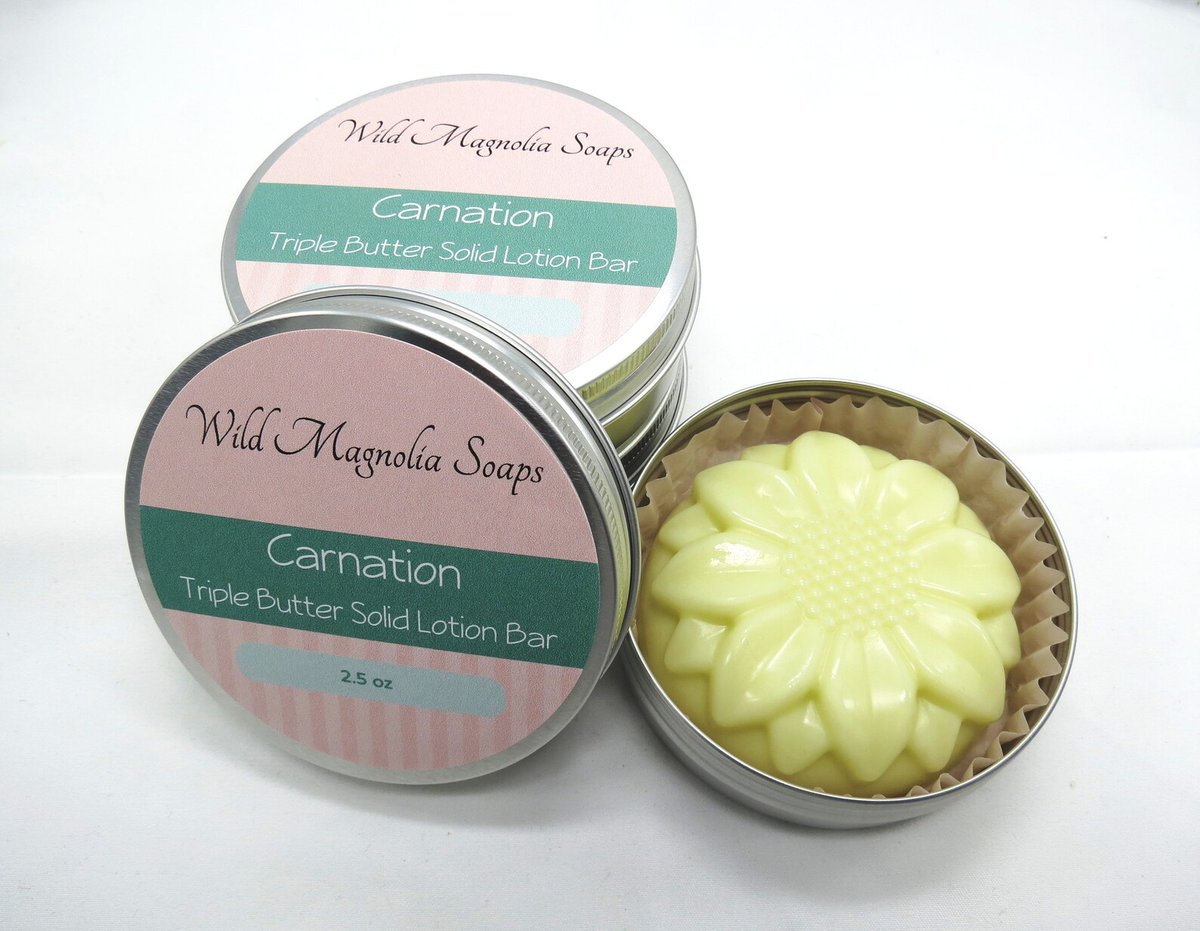 WldMagnoliaSoap's tweet photo. Carnation Scented Solid Lotion Bar - Triple Butter - With Hemp https://t.co/0SHAgiVZLD via @Etsy #lotionbar #solidlotion #carnation https://t.co/QtWrPS0fFf