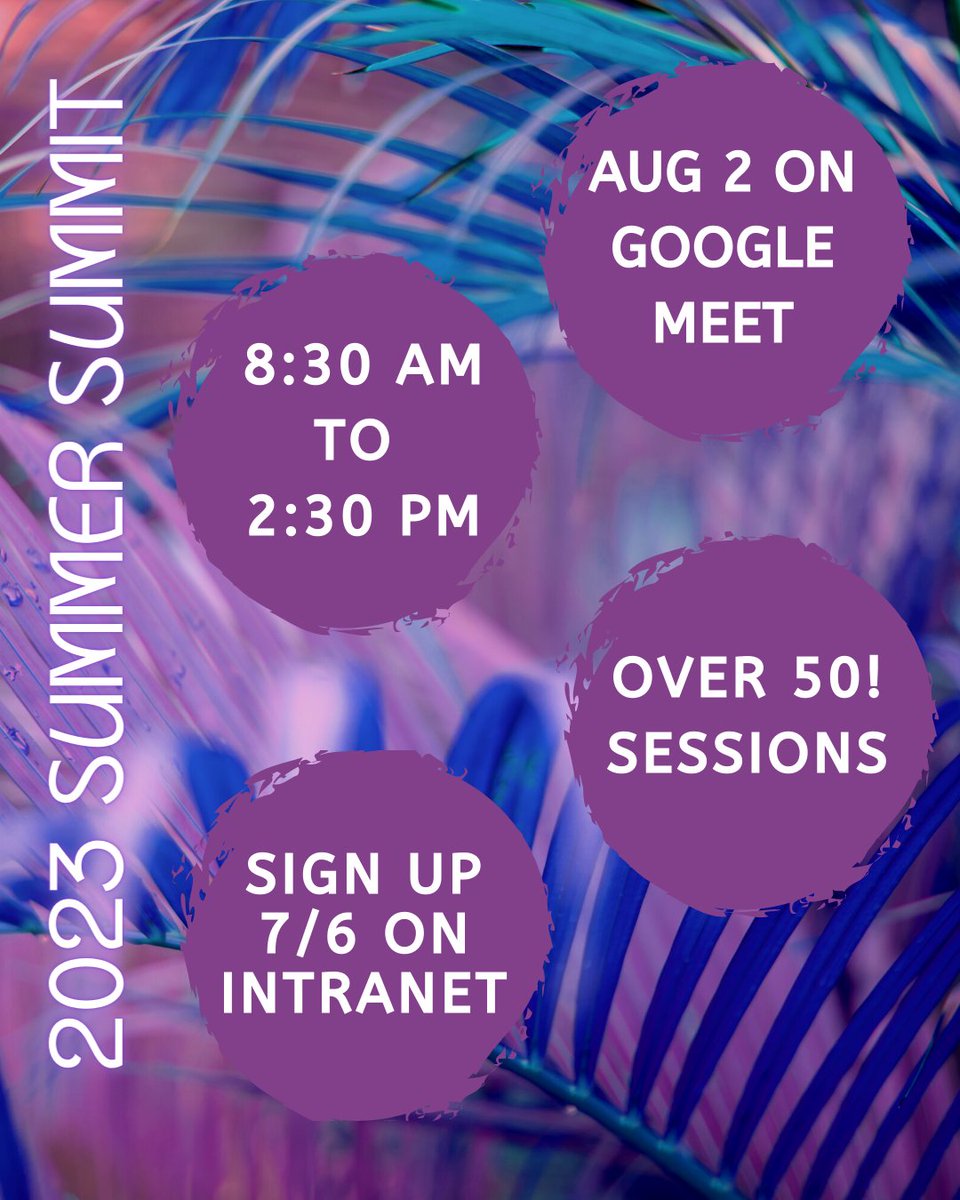 🎉@d202schools #SummerSummit202 registration is OPEN at psd202.org/page/intranet!

📆 Day 2 on August 2 // virtually on #GoogleMeet

💡 Over 50 sessions!

#ProfessionalDevelopment #BlendedLearning #EdTech #EduTwitter