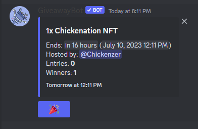 ChickenationNFT's tweet photo. 🎉Chickenation NFT Giveaway 🎉

To enter, all you have to do is to join our discord and go to the "🎉¦-giveaways" channel 🎁

By The Way if you are in the first 100 to join you will get the Early Adopters role 🙌

JOIN NOW: 👇
https://t.co/Ut4GsbMMJu

#NFTGiveaways #FreeNFT https://t.co/ATL5zre04J