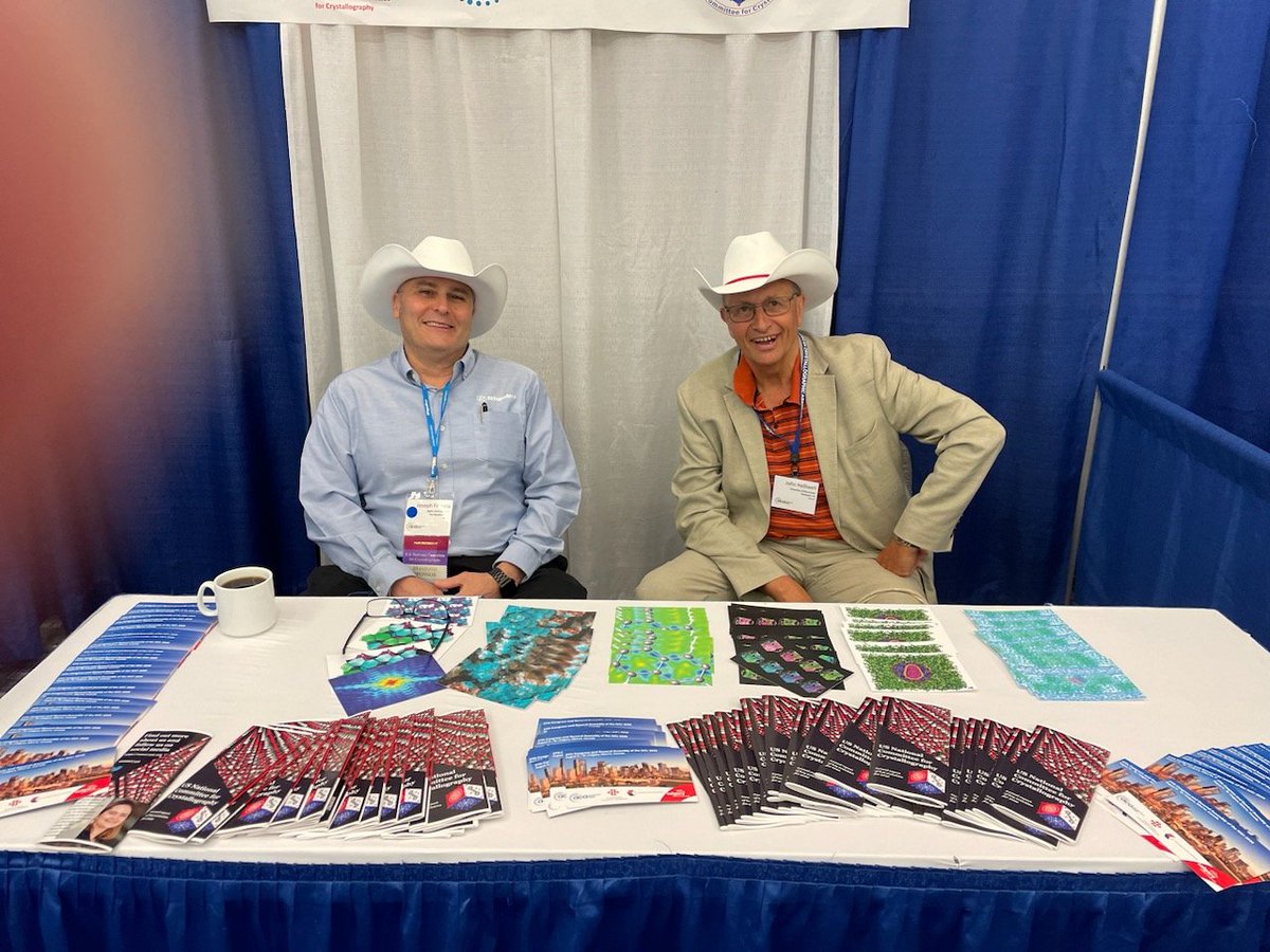 Yeehaw, time to saddle up and get ready for Calgary in 2026!

Joe Ferrara and John (<a href="/HelliwellJohn/">John R Helliwell</a>) are properly attired for #IUCr2026 at the <a href="/IUCr/">IUCr</a> booth here at #ACA2023