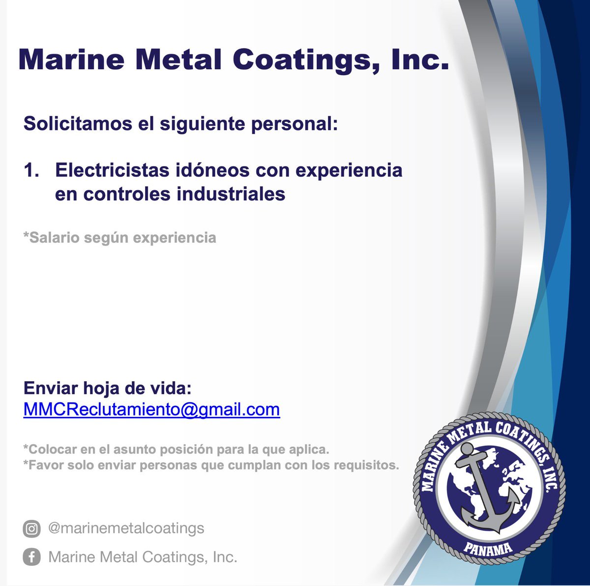 MarineMetalCo's tweet photo. Por favor si no cumple con los requisitos, no aplicar. https://t.co/QlgnjGBM0n