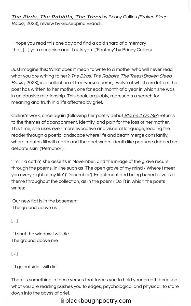 blackboughpoems's tweet photo. Our July #bookofthemonth with not ๐ but ๐ ๐ ๐ reviews of Briony Collinsโs @ri_collins book ๐ฆ ๐ ๐ฒ with @brokensleep. Reviews by @Rhona_Greene, @Geppy80 and @MatthewMCSmith ๐คฉ ๐ฎ โค๏ธโ๐ฅ ๐ฎ๐ช ๐ฎ๐น ๐ด๓ ง๓ ข๓ ท๓ ฌ๓ ณ๓ ฟ ๐ @poetrywales
https://t.co/eJZxZIfrBV https://t.co/NTF70dPo9Y