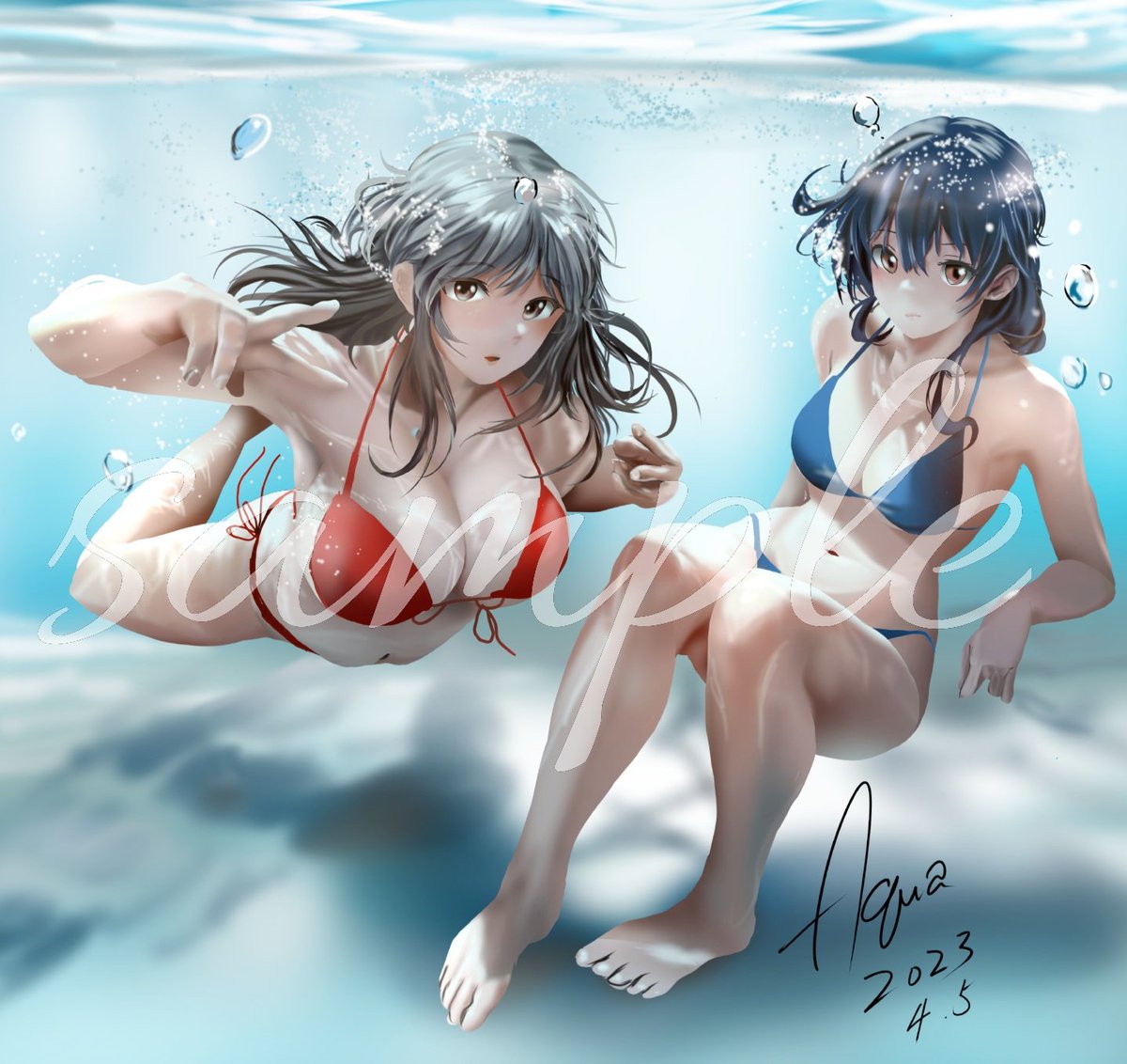 おはようございます
#暑いので水着絵で体温調節する 
#暑いので涼しげな画像を貼る 
#暑中見舞い 