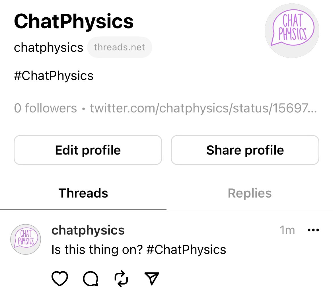 ChatPhysics's tweet image. Ready to check in with us over on #Threads? #ChatPhysics
