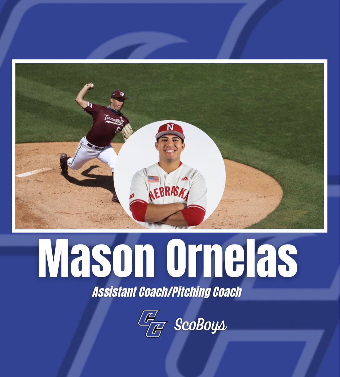 Welcome to the #ScoBoys ‼️

Mason Ornelas is joining the Wranglers staff as the new Pitching Coach!

Mason, a Fort Worth native, was a standout at Texas A&amp;M before finishing his career at Nebraska!