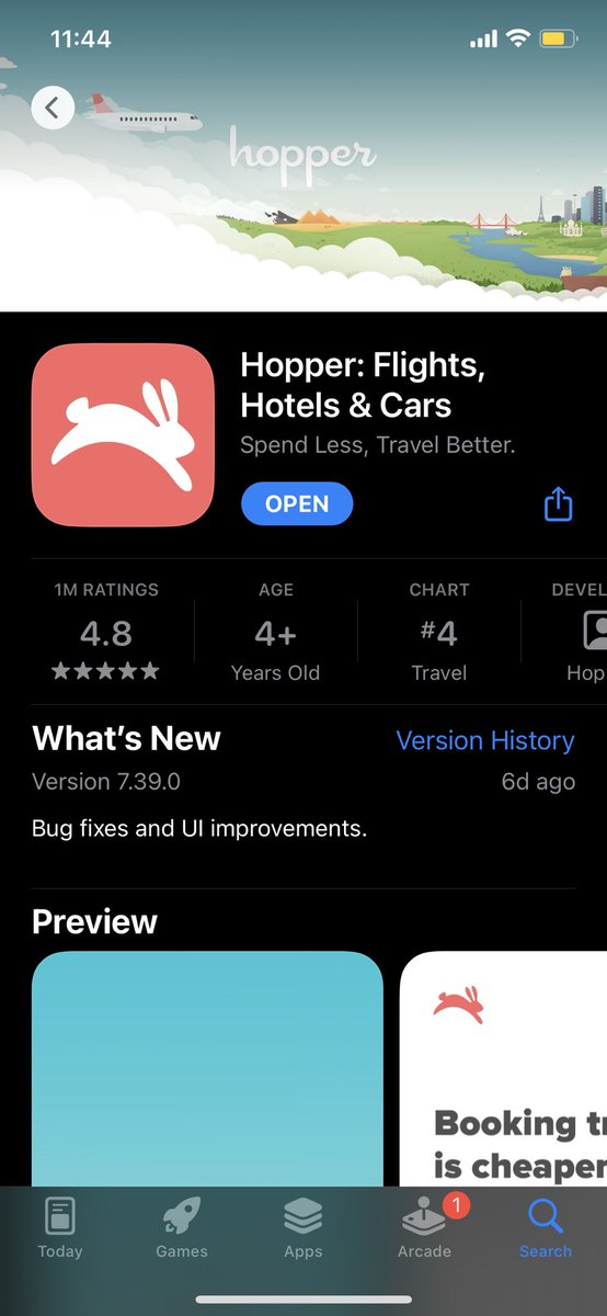 GenerallyJenn's tweet photo. @HopperSupport I was wondering if you had any suggestions for an issue I’m having: when I tap the button to look at flights, I get this pop up. However, when I go to the App Store there is no option to update. My iOS is up to date (help article says updating OS is the solve). https://t.co/ohIwMkaLJk