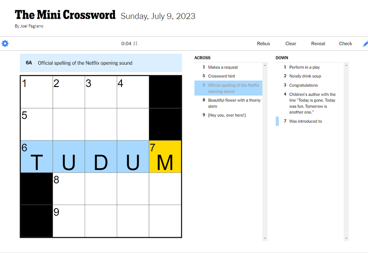 NetflixTudum's tweet photo. Hey @nytimes, @NYTGames, we can help with 6 across. https://t.co/eGP1mVNd6I