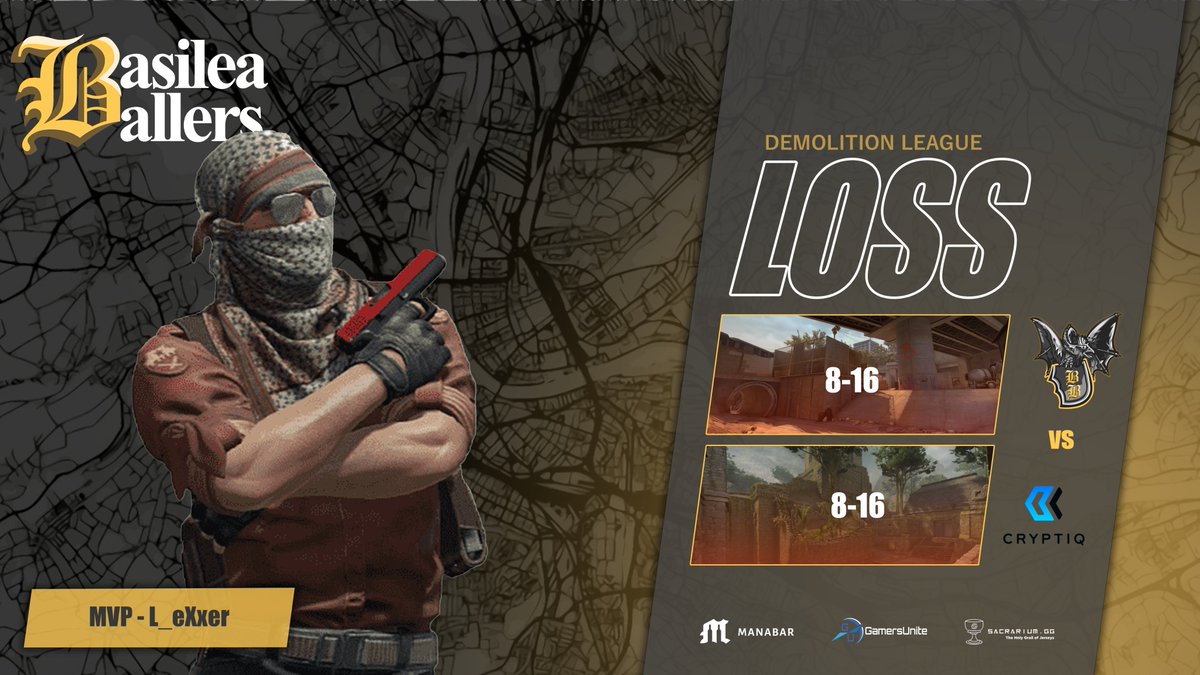 🖥️Das war leider nichts.. Wir verlieren beide Maps mit 16-8. GGWP an <a href="/CryptiqeSport/">Cryptiq</a>!
---
MVP: tnuc / L_eXxer